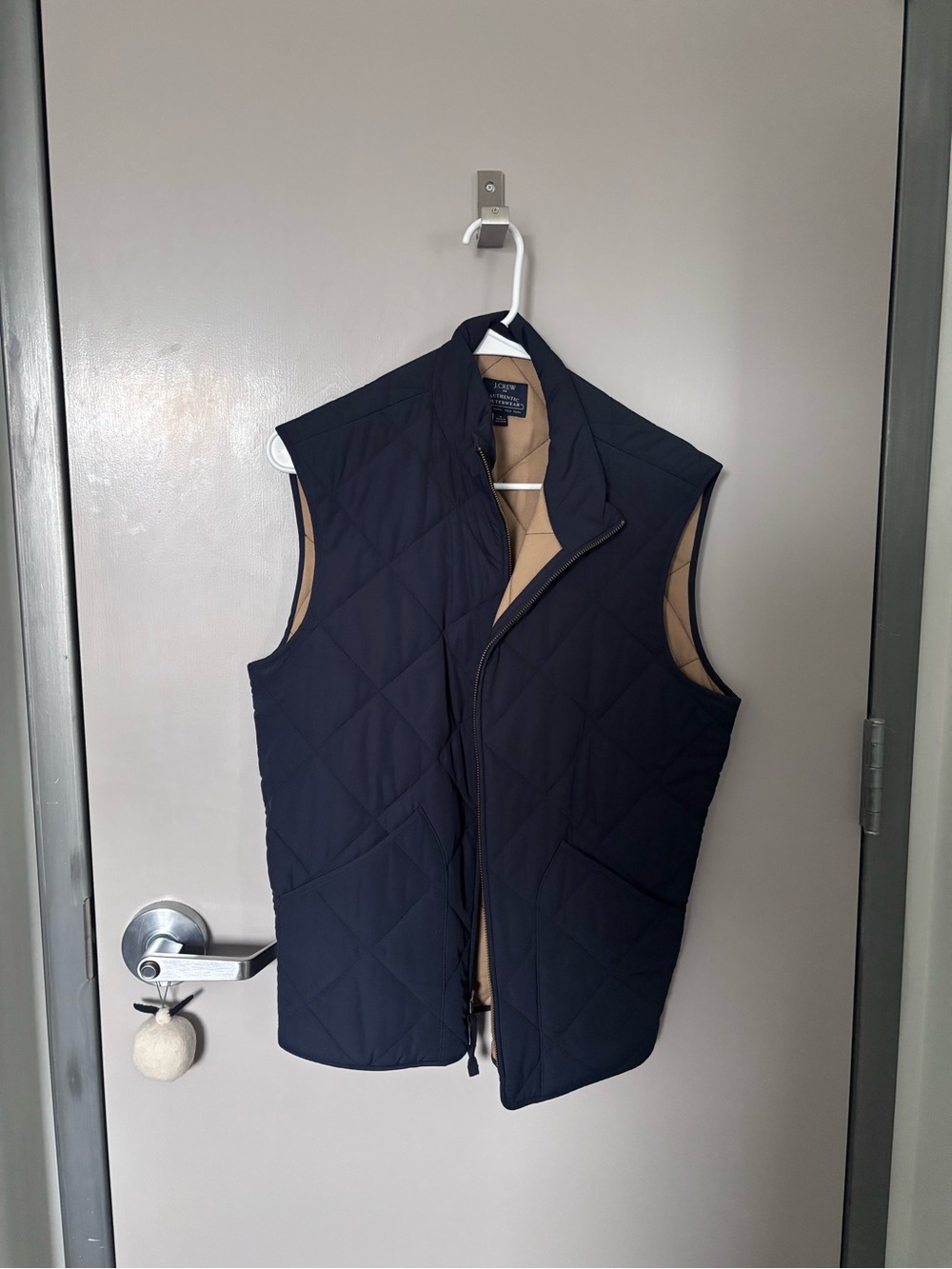 J. Crew Quilted Reversible Vest in Navy and Tan